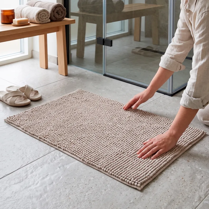 Wenko Allstar Chenille Bademåtte - Beige (50x80 cm)