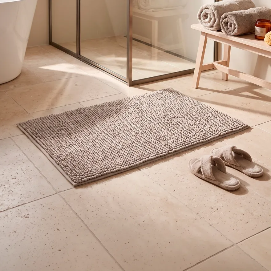 Wenko Allstar Chenille Bademåtte - Beige (50x80 cm)