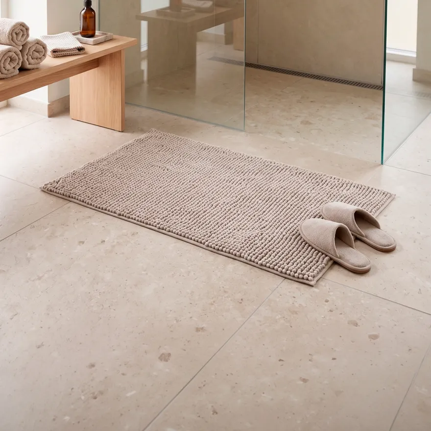 Wenko Allstar Chenille Bademåtte - Beige (50x80 cm)
