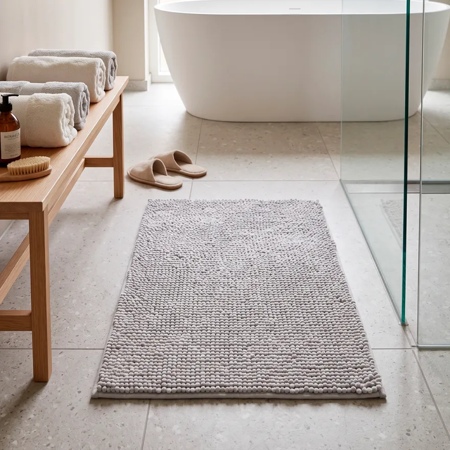 Wenko Allstar Chenille Bademåtte - Lysegrå, 50x80 cm