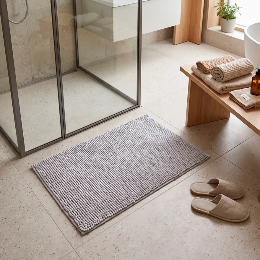 Wenko Allstar Chenille Bademåtte - Lysegrå, 50x80 cm