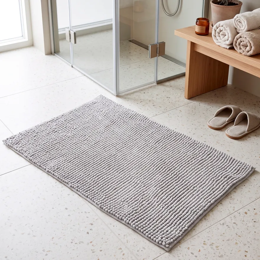 Wenko Allstar Chenille Bademåtte - Lysegrå, 50x80 cm