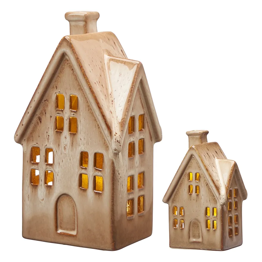 Wikholm Lyshuse med LED - Sæt med 2 stk. - Beige Melange