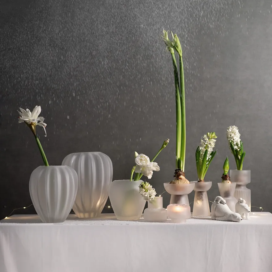 Wikholm Vase til Hyacinter - Frosted, Riffle - LARGE