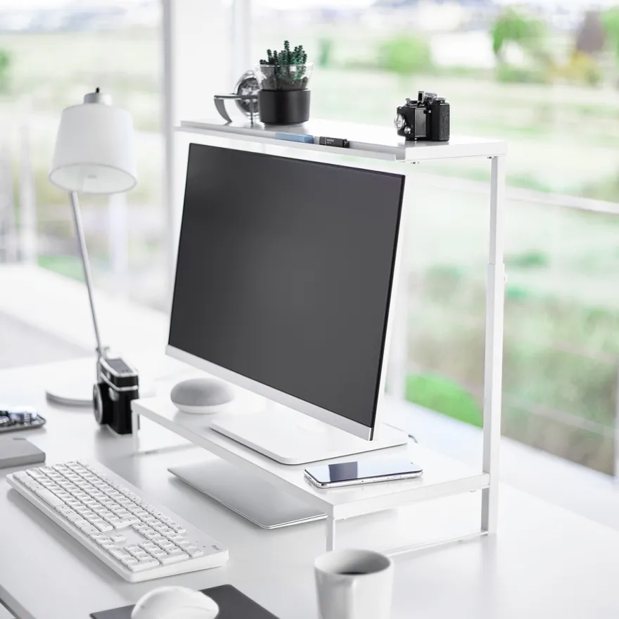 Yamazaki Monitor Stand i to etager, Hvid