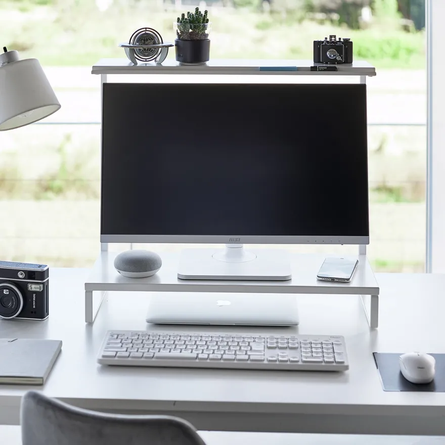 Yamazaki Monitor Stand i to etager, Hvid