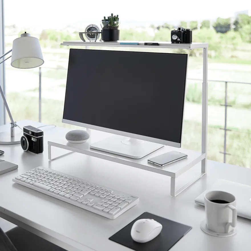 Yamazaki Monitor Stand i to etager, Hvid
