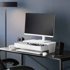 Yamazaki Monitor Stand med skuffe. HVID