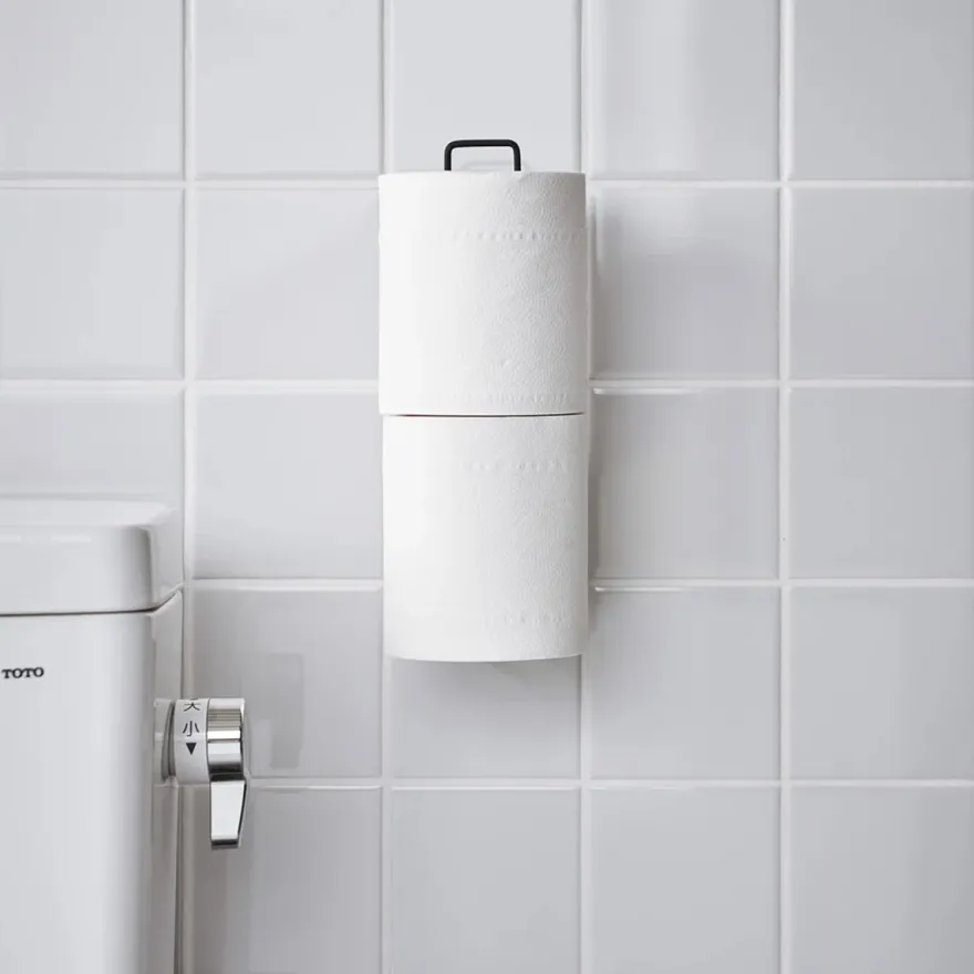Yamazaki Selvklæbende toiletrulleholder til væggen - FILM, Sort