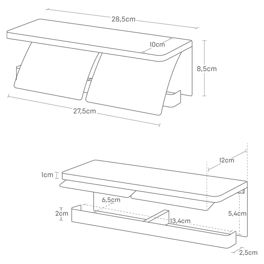 Yamazaki Toiletrulleholder i metal. Double, Hvid