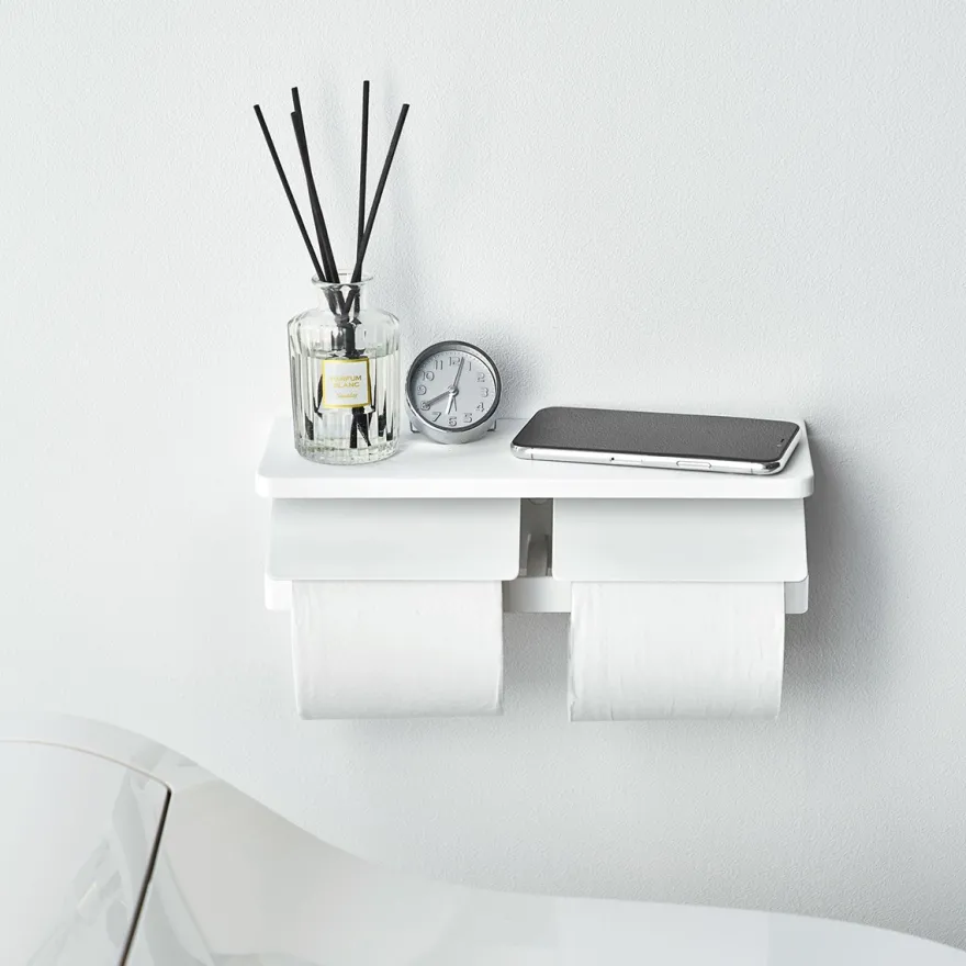 Yamazaki Toiletrulleholder i metal. Double, Hvid