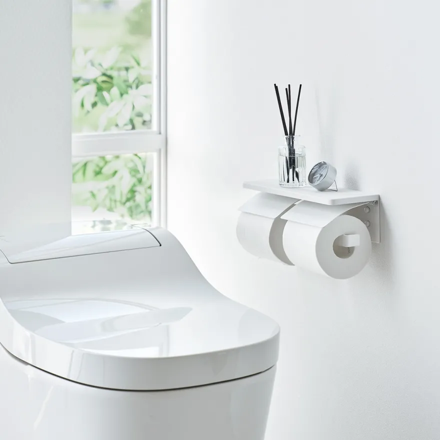 Yamazaki Toiletrulleholder i metal. Double, Hvid