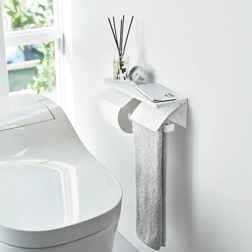 Yamazaki Toiletrulleholder i metal. Double, Hvid