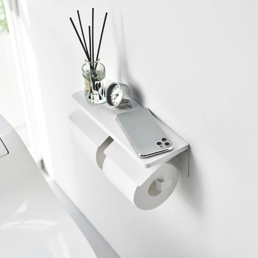 Yamazaki Toiletrulleholder i metal. Double, Hvid