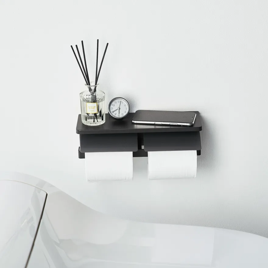 Yamazaki Toiletrulleholder i metal. Double, Sort