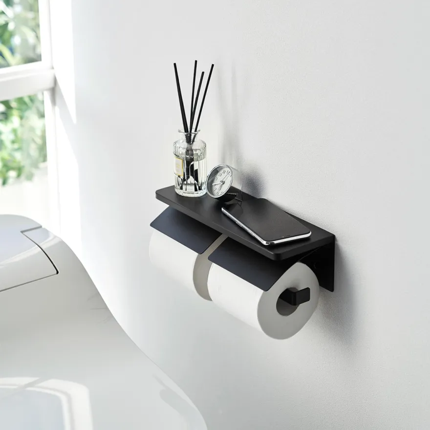 Yamazaki Toiletrulleholder i metal. Double, Sort