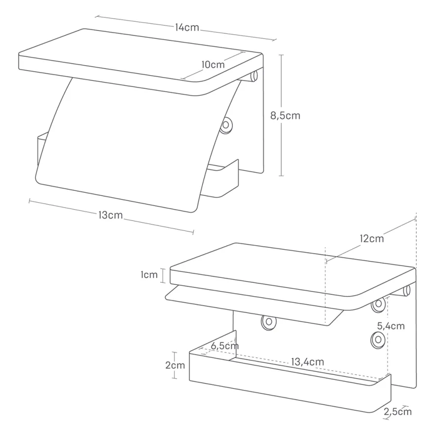 Yamazaki Toiletrulleholder i metal. Single, Hvid