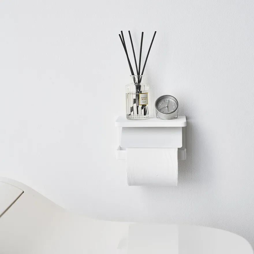 Yamazaki Toiletrulleholder i metal. Single, Hvid