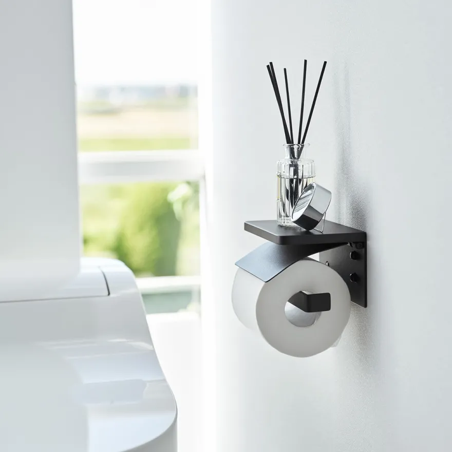Yamazaki Toiletrulleholder i metal. Single, Sort