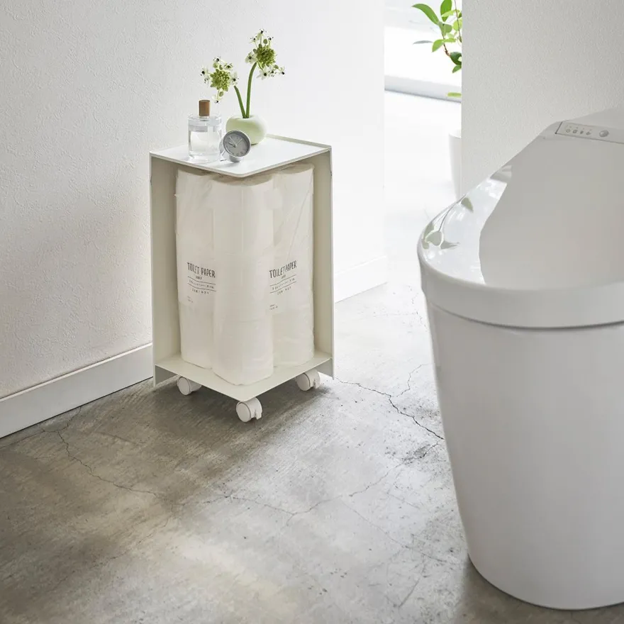 Yamazaki Toiletrulle-skjuler på hjul - Hvid