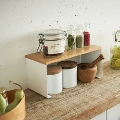 Yamazaki Tosca Stabelbar køkkenhylde - Hvid/Natur, SLIM