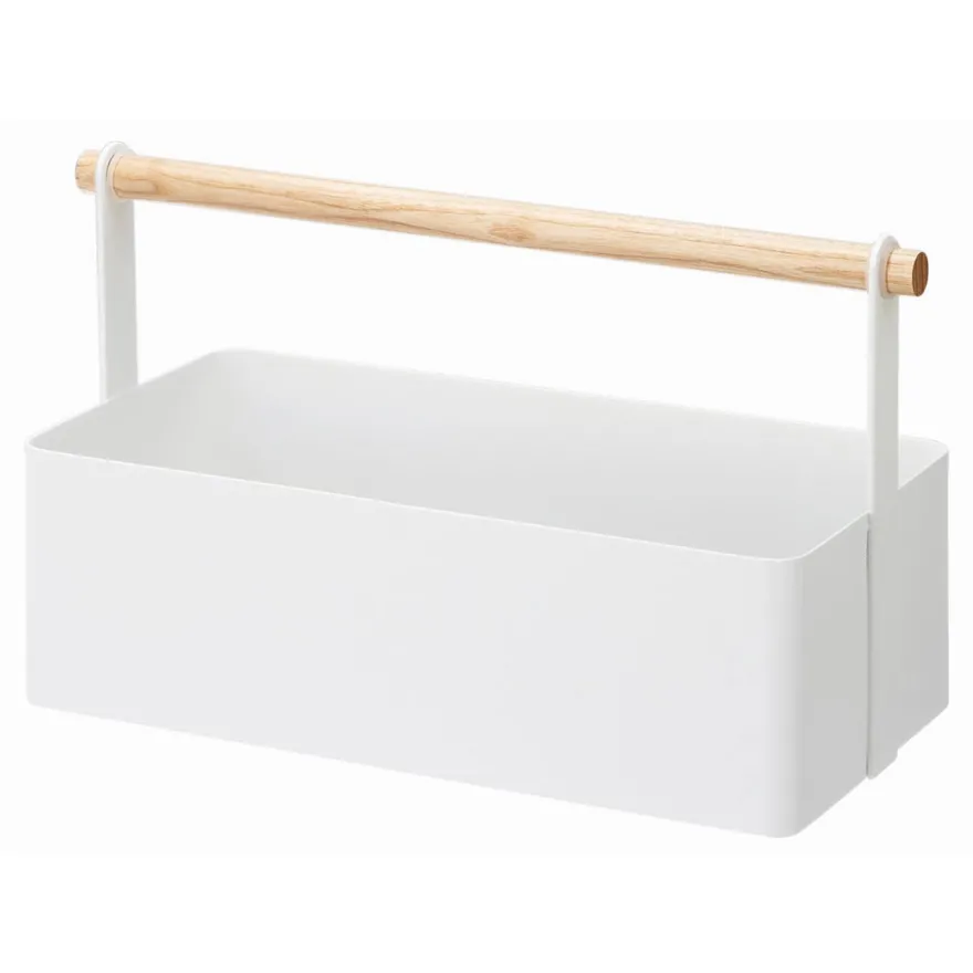Yamazaki TOSCA toolbox i hvidt metal og bambus - Large