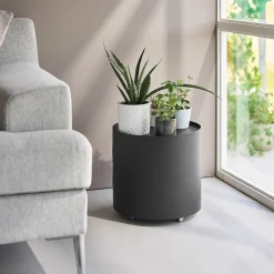 Yamazaki Tower Plantebord med Hjul og Opbevaring - Sort