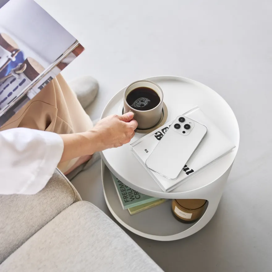 Yamazaki Tower Plantebord på hjul med opbevaring - Hvid