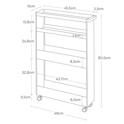 Yamazaki Tower SLIM rullevogn - Hvid