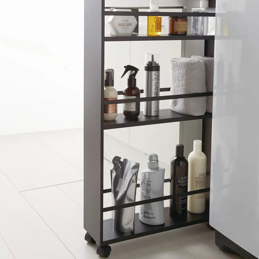 Yamazaki Tower smal rullevogn, metal/bambus SORT
