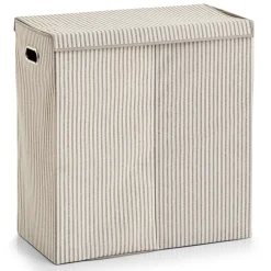 Zeller Dobbelt Vasketøjskurv "Alberte" - Stripes, Beige
