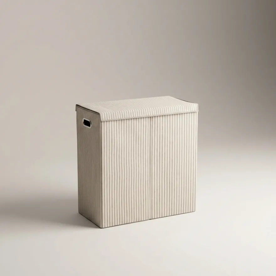 Zeller Dobbelt Vasketøjskurv "Alberte" - Stripes, Beige