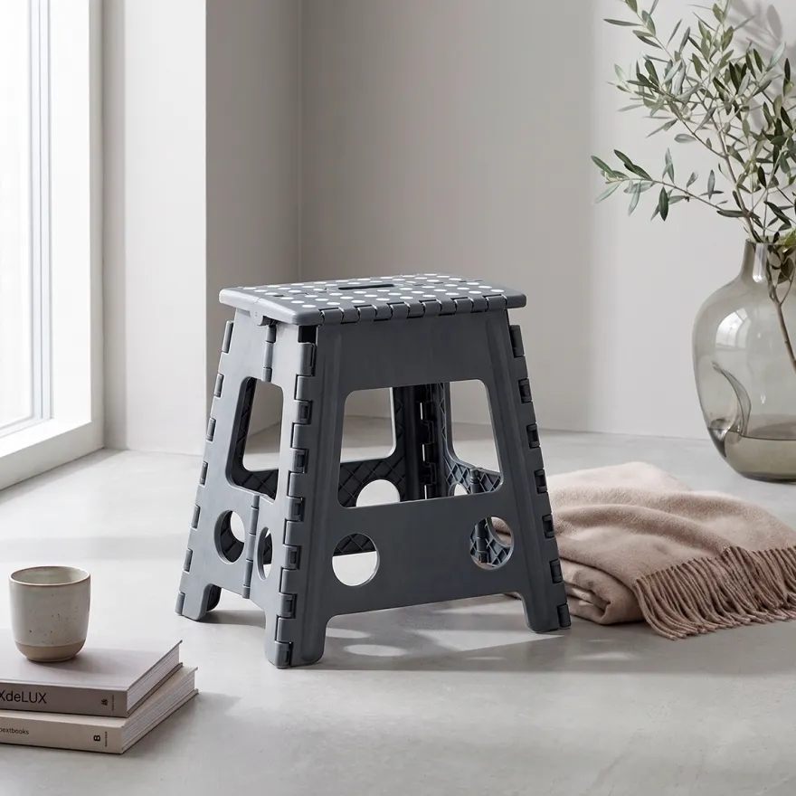 Zeller Foldeskammel i plast, 39 cm, Antracitgrå