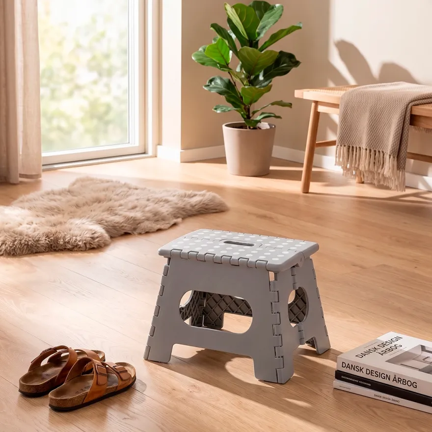 Zeller Foldeskammel i Plast - 22 cm, Grå