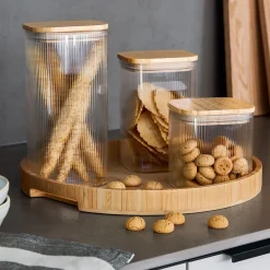 Zeller Glaskrukke med bambuslåg - 1500 ml.