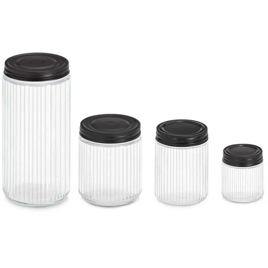 Zeller Glaskrukke med sort låg - 520ml.