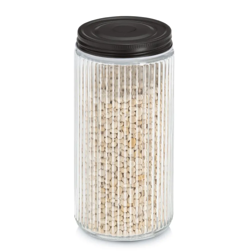 Zeller Glaskrukke med sort låg - 950ml.