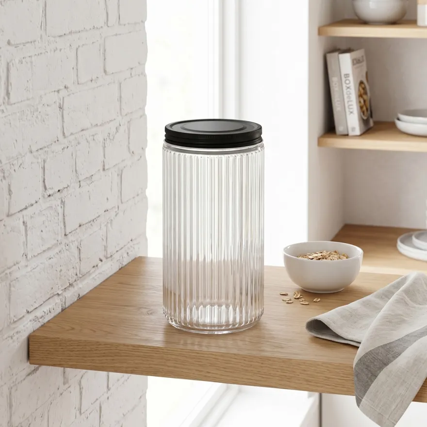 Zeller Glaskrukke med sort låg - 950ml.