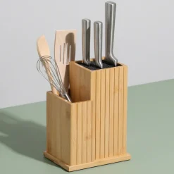 Zeller Knivblok i kunststof og bambus til bordet