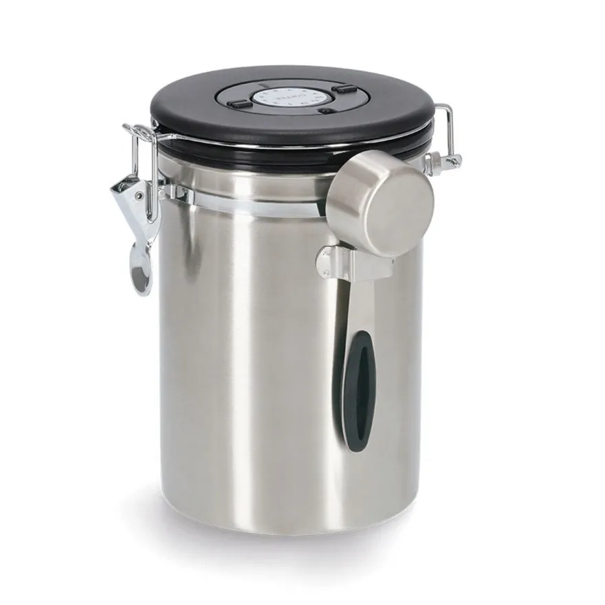 Zeller Lufttæt kaffedåse med ske - 1700ml. - Rustfrit stål