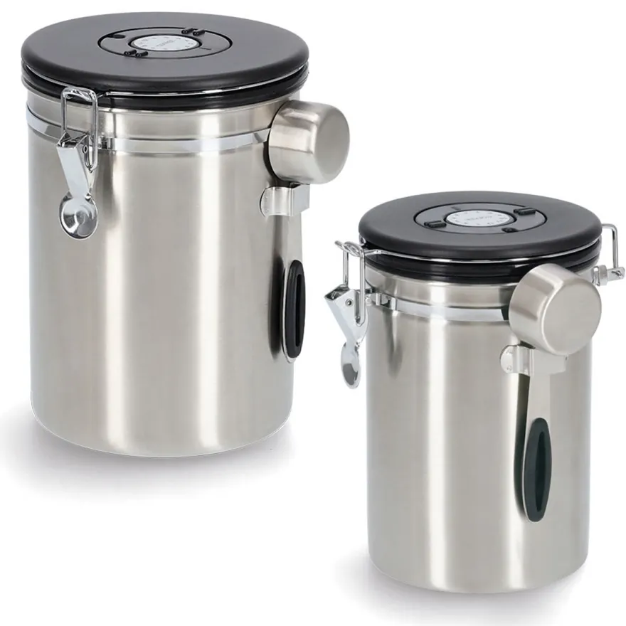 Zeller Lufttæt kaffedåse med ske - 1700ml. - Rustfrit stål