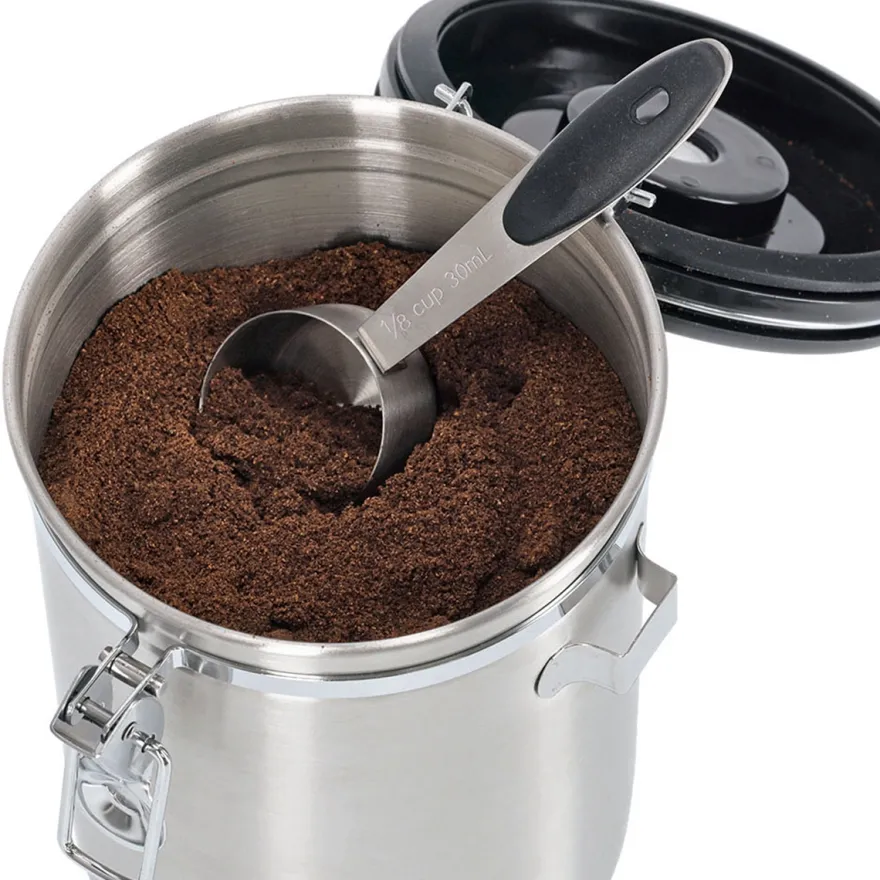 Zeller Lufttæt kaffedåse med ske - 1700ml. - Rustfrit stål
