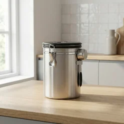 Zeller Lufttæt kaffedåse med ske - 2700ml. - Rustfrit stål