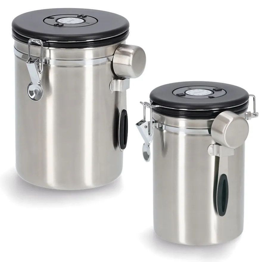 Zeller Lufttæt kaffedåse med ske - 2700ml. - Rustfrit stål