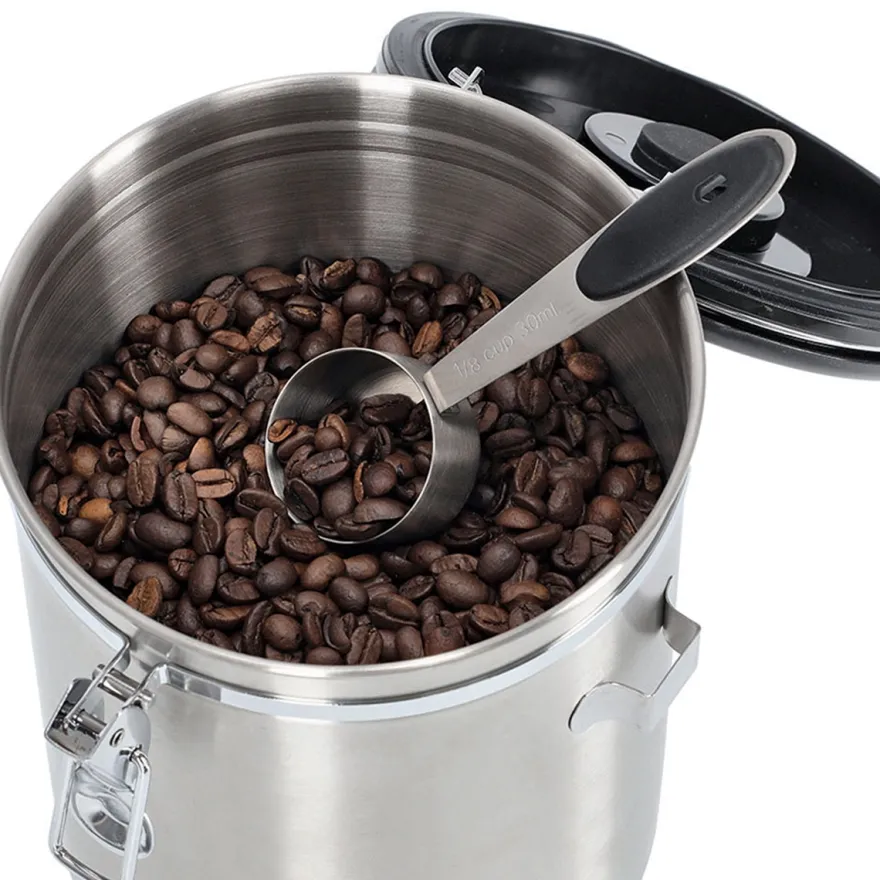 Zeller Lufttæt kaffedåse med ske - 2700ml. - Rustfrit stål