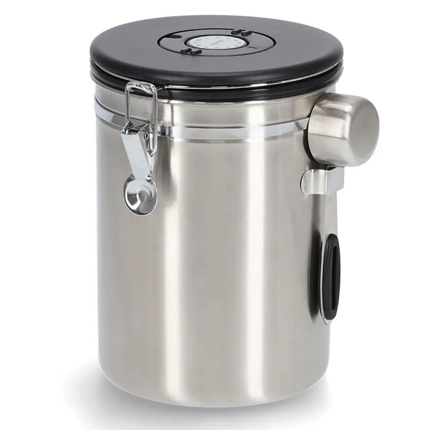 Zeller Lufttæt kaffedåse med ske - 2700ml. - Rustfrit stål