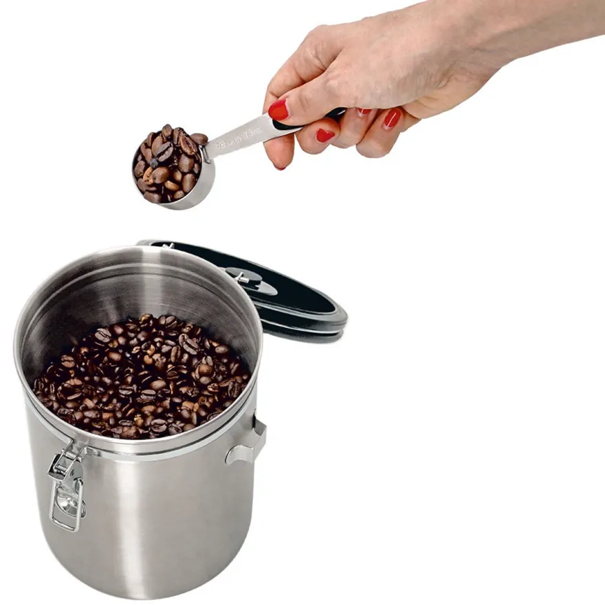 Zeller Lufttæt kaffedåse med ske - 2700ml. - Rustfrit stål