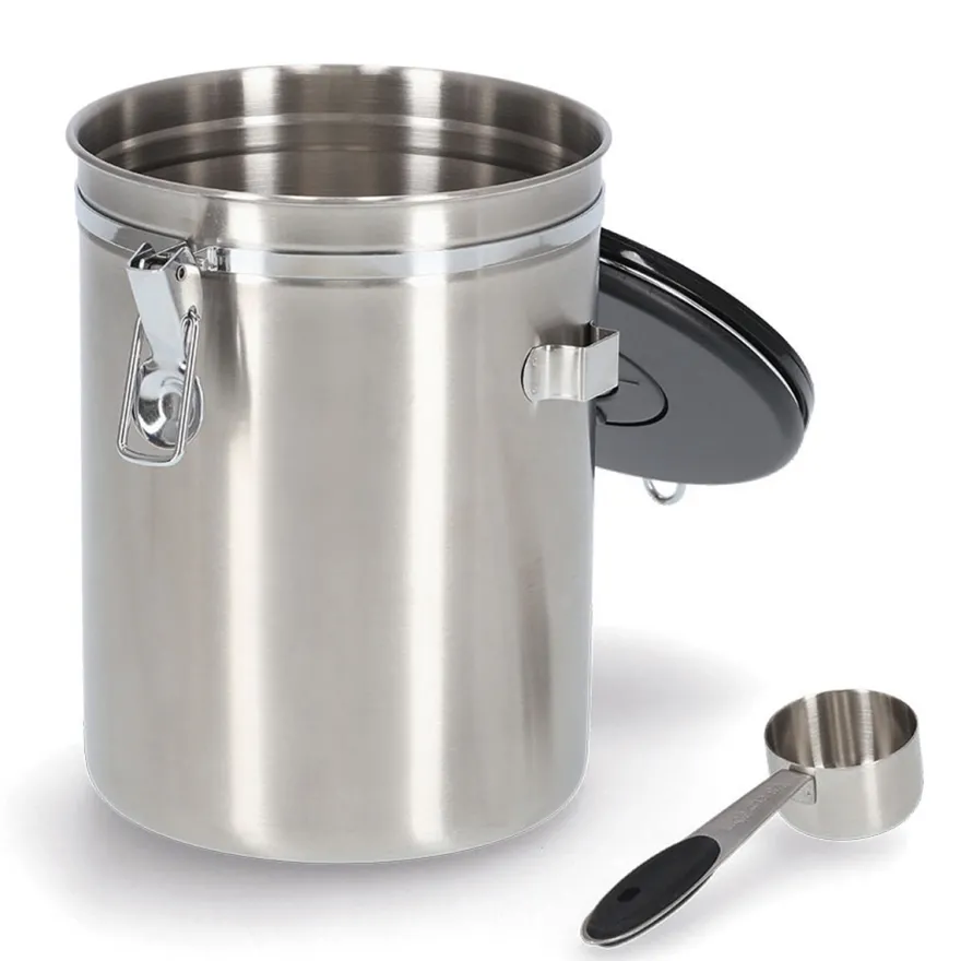 Zeller Lufttæt kaffedåse med ske - 2700ml. - Rustfrit stål