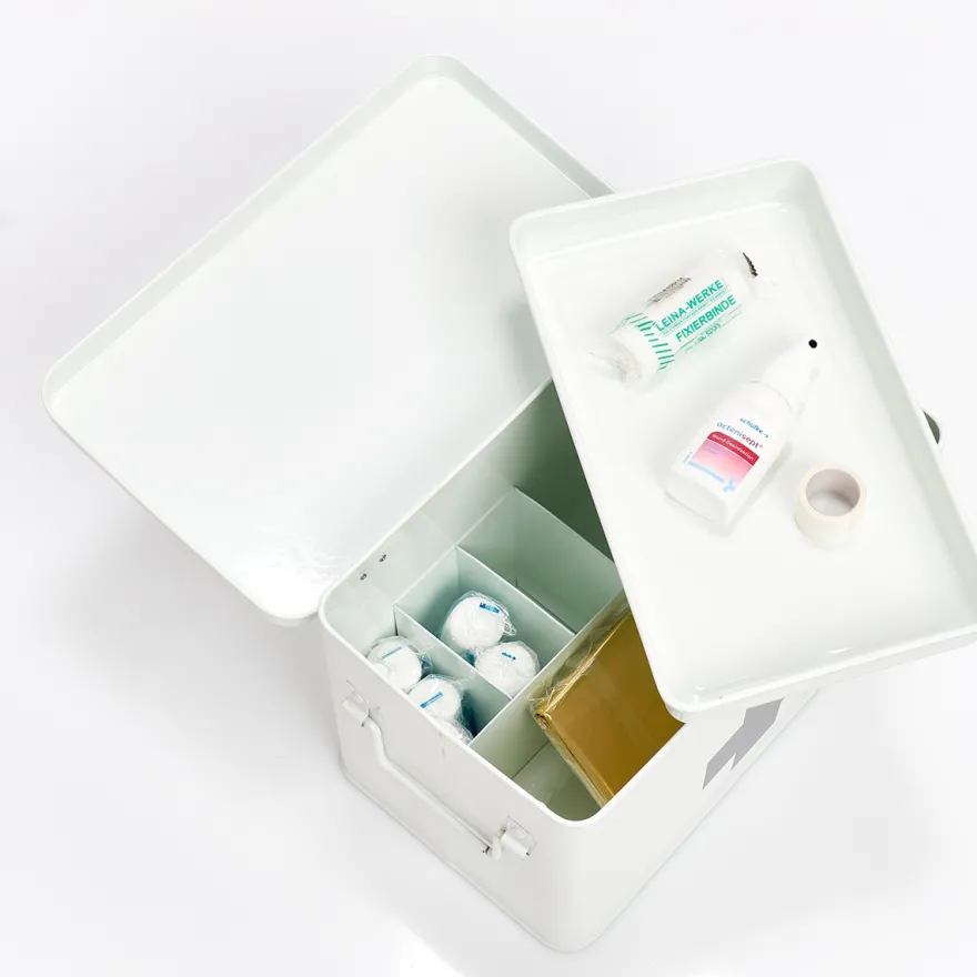 Zeller medicin boks i metal - Hvid, Large
