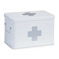 Zeller medicin boks i metal - Hvid, Large